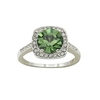 City Luxe Silver Tone Crystal Round Ring