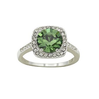 City Luxe Silver Tone Crystal Round Ring