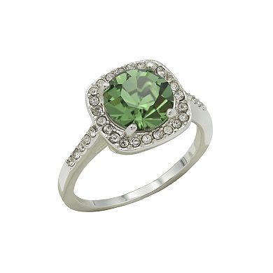 City Luxe Silver Tone Crystal Round Ring