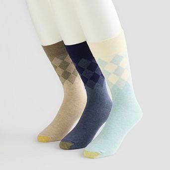 Men's GOLDTOE® 3-Pack Argyle Border Crew Socks