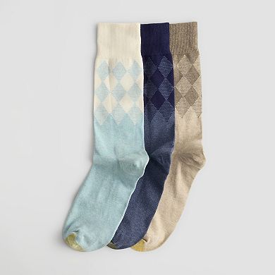 Men's GOLDTOE® 3-Pack Argyle Border Crew Socks