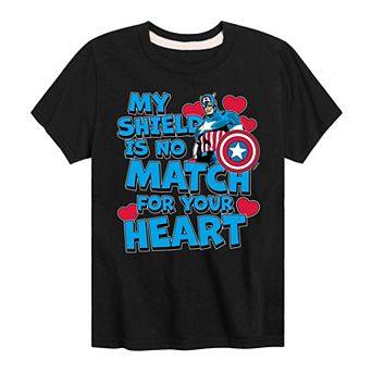 Boys 8-20 Marvel Captain America My Shield Is No Match For Your Heart Short Sleeve Graphic Tee