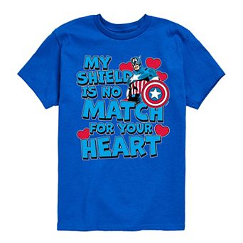 Boys 8-20 Marvel Captain America My Shield Is No Match For Your Heart Short Sleeve Graphic Tee