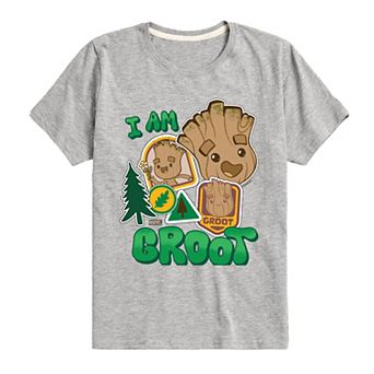 Boys 8-20 Marvel Guardians Of The Galaxy I Am Groot Outdoor Patches Short Sleeve Graphic Tee