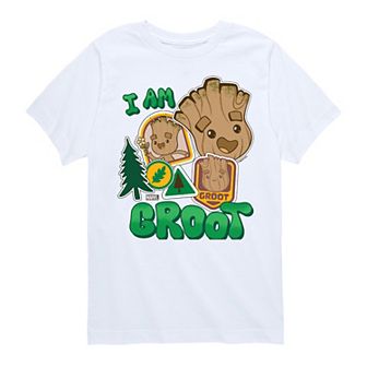 Boys 8-20 Marvel Guardians Of The Galaxy I Am Groot Outdoor Patches Short Sleeve Graphic Tee