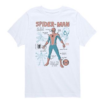 Boys 8-20 Marvel Spider-Man Sketch Schematic Short Sleeve Graphic Tee