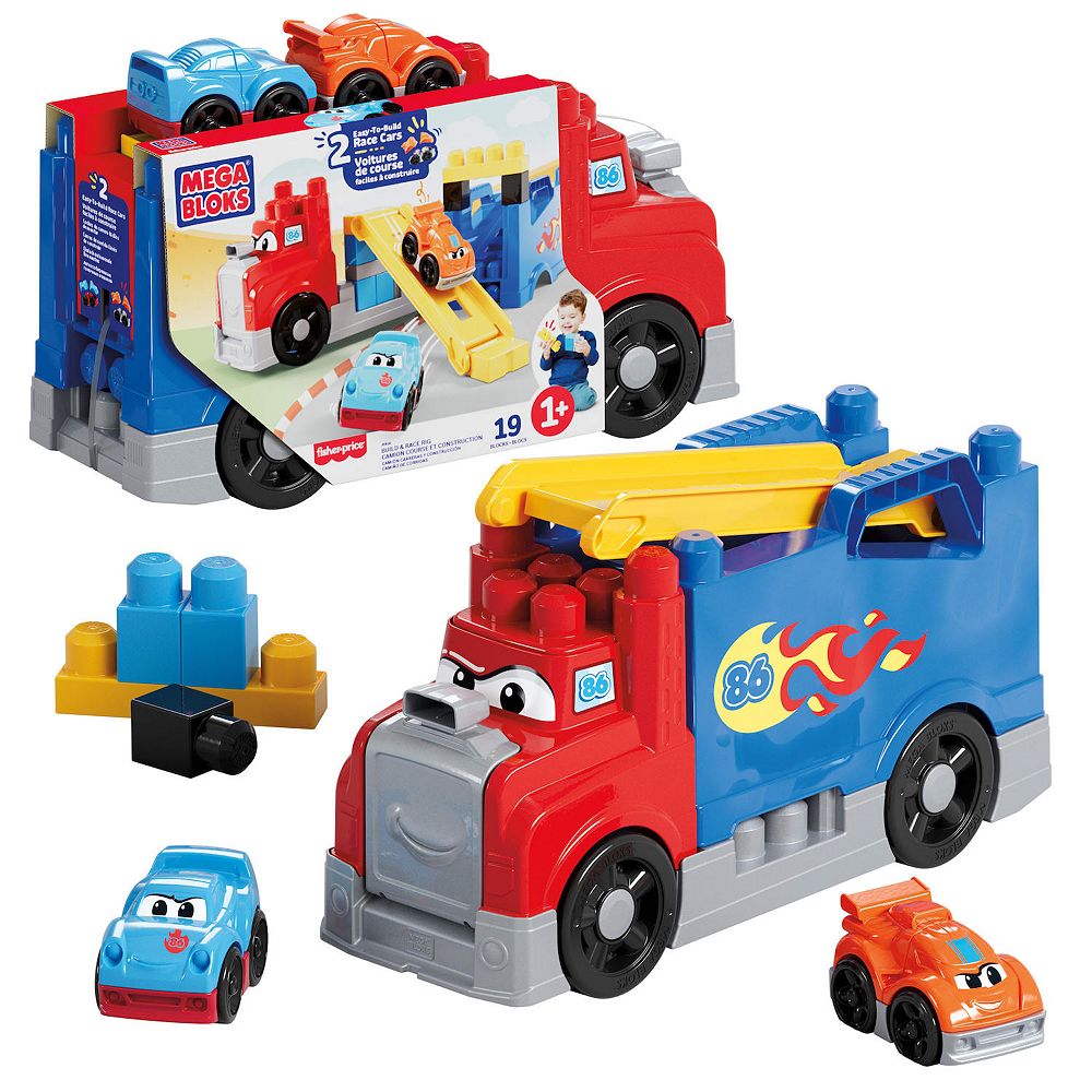 Mega Bloks Build & Race Rig Toy Blocks with 2 Cars and 19 Pieces