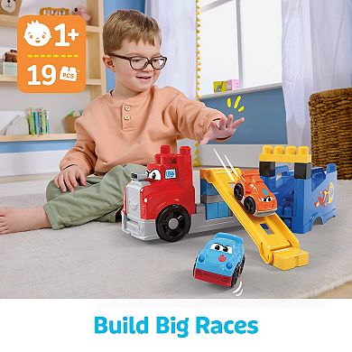 Mega Bloks Build & Race Rig Toy Blocks with 2 Cars and 19 Pieces