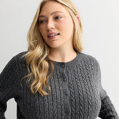Juniors' Plus Size SO® Cable Core Sweater Cardigan