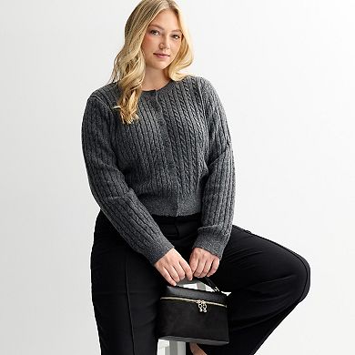 Juniors' Plus Size SO® Cable Core Sweater Cardigan
