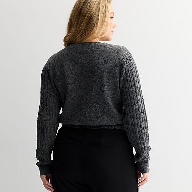Juniors' Plus Size SO® Cable Core Sweater Cardigan