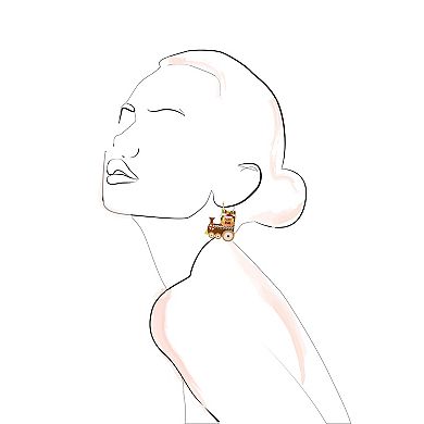 Gold Tone Gingerbread Train Earrings