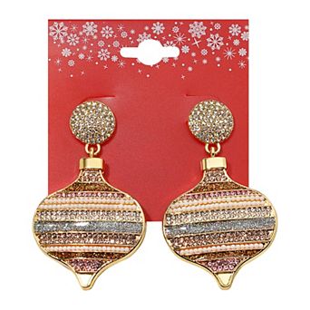 Gold Tone Ornament Drop Earrings