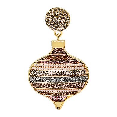 Gold Tone Ornament Drop Earrings