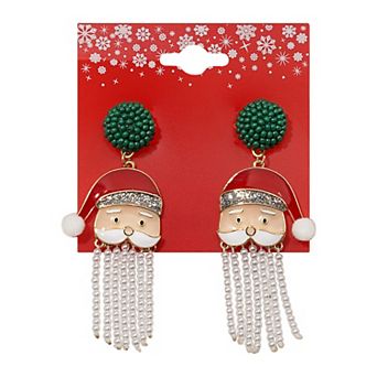 Gold Tone Santa Drop Earrings