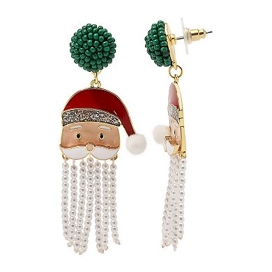 Gold Tone Santa Drop Earrings
