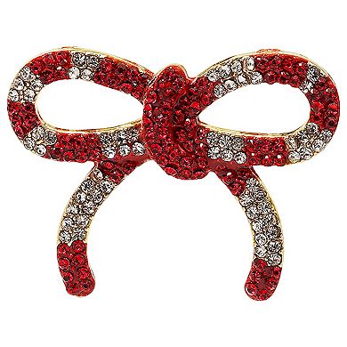 Gold Tone Pave Bow Stud Earrings