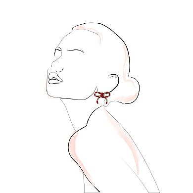 Gold Tone Pave Bow Stud Earrings