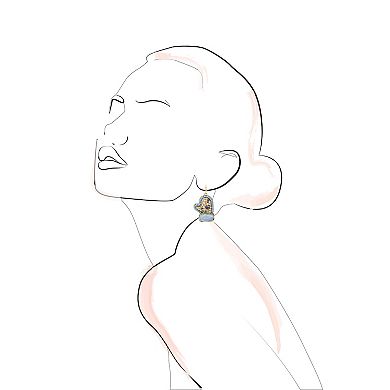 Gold Tone Mittens Faux Fur Drop Earrings