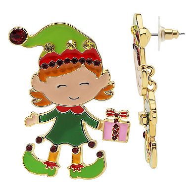 Gold Tone Elf Helpers Earrings