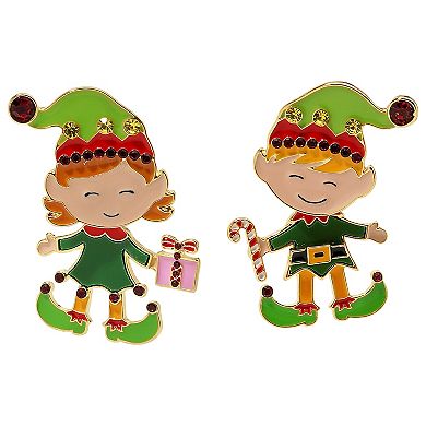 Gold Tone Elf Helpers Earrings