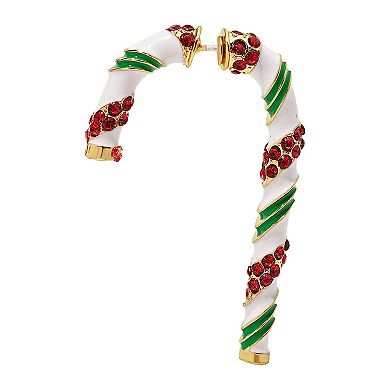 Gold Tone Candy Cane Front-Back Earrings