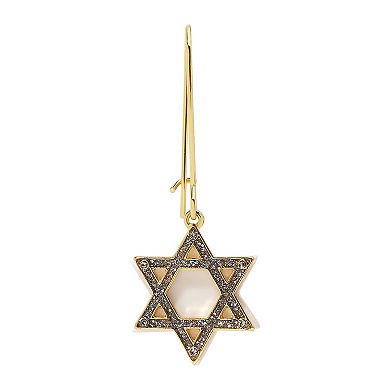 Gold Tone Star of David Drop Earrings