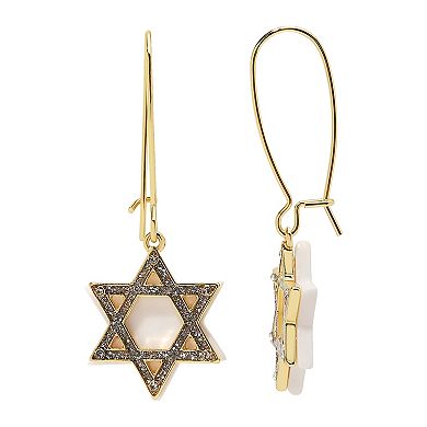 Gold Tone Star of David Drop Earrings