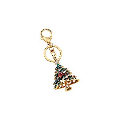 Gold Tone Holiday Tree Charm Keychain