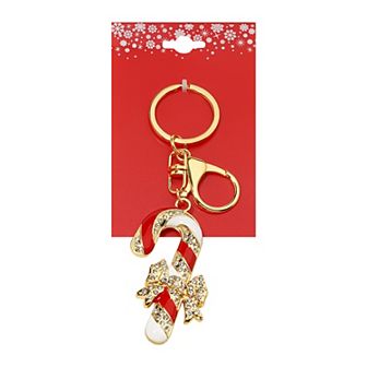 Gold Tone Candy Cane Bag Charm