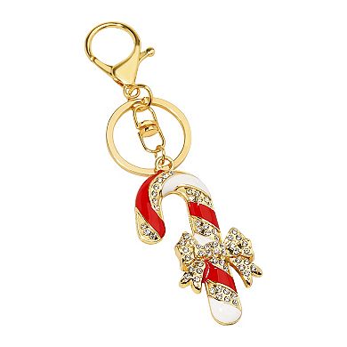 Gold Tone Candy Cane Bag Charm