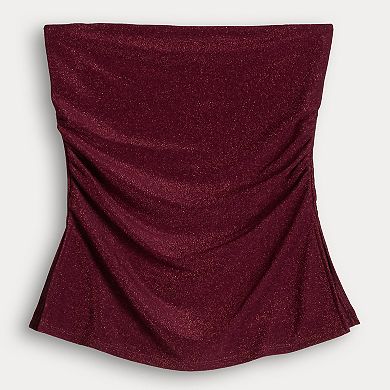 Juniors' madden girl Side Ruched Split Hem Tube Top