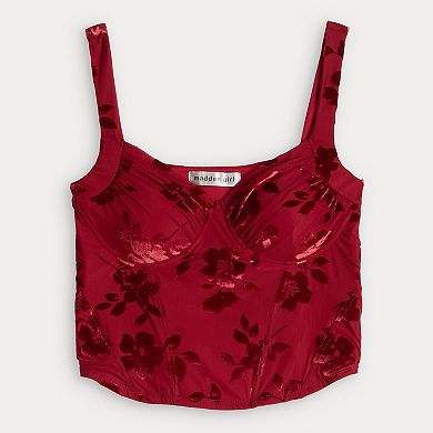 Juniors' madden girl Seam & Ruched Corset Bustier with Bra Cups