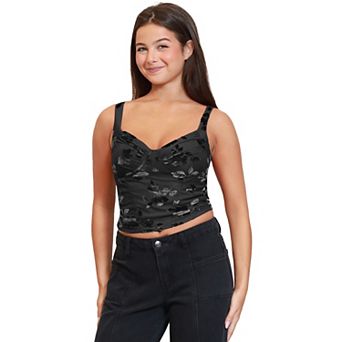 Juniors' madden girl Seam & Ruched Corset Bustier with Bra Cups