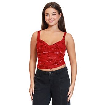 Juniors' madden girl Seam & Ruched Corset Bustier with Bra Cups