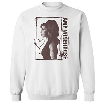 Men's Amy Winehouse Profile Heart Graphic Crewneck Sweater