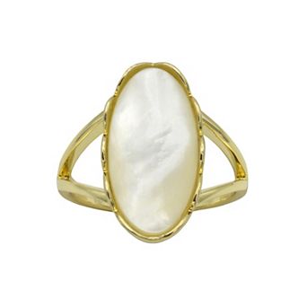 City Luxe Gold Tone Mother-of-Pearl Oval Ring