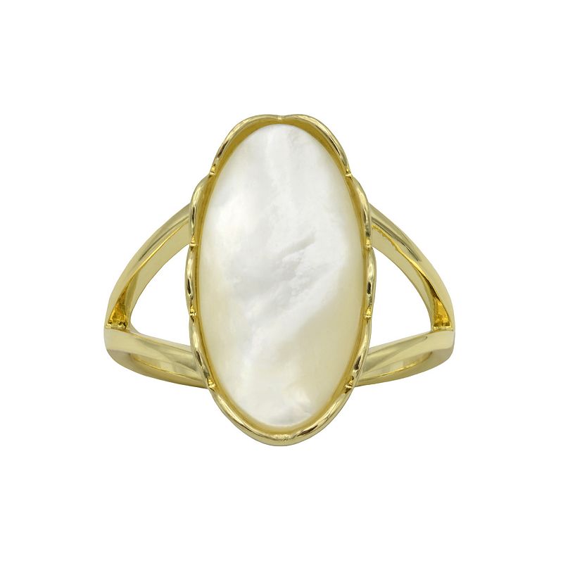 City Luxe Gold Tone Mother-of-Pearl Oval Ring, Women's,