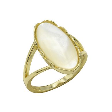 City Luxe Gold Tone Mother-of-Pearl Oval Ring