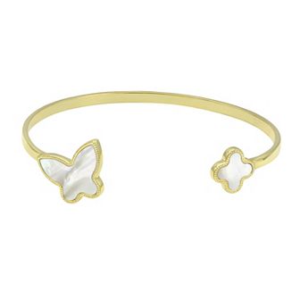 City Luxe Gold Tone Mother-of-Pearl Butterfly Cuff Bracelet