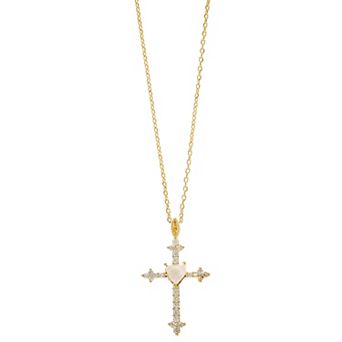 City Luxe Rose Quartz Cross Pendant Necklace