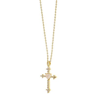 City Luxe Rose Quartz Cross Pendant Necklace