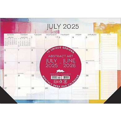 Abstract Art Academic July 2025 - June 2026 Small Monthly Deskpad Calendar