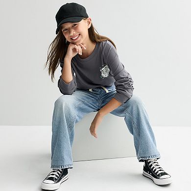 Juniors' Plus Size SO® Long Sleeve Oversized Graphic Tee