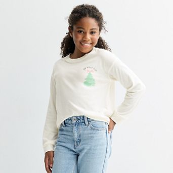 Juniors' Plus Size SO® Long Sleeve Oversized Graphic Tee