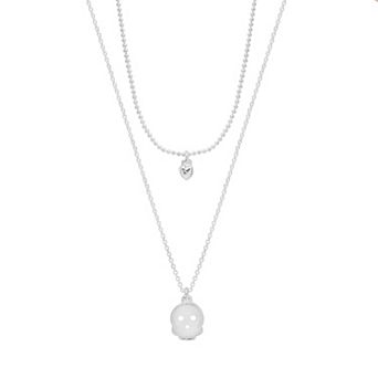 LC Lauren Conrad 2 Row Skull Pendant Necklace