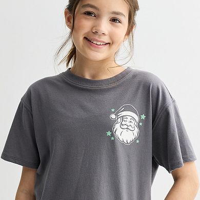 Girls 7-20 SO® Short Sleeve Oversized Holiday Graphic Tee in Regular & Plus Size