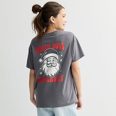 Girls 7-20 SO® Short Sleeve Oversized Holiday Graphic Tee in Regular & Plus Size