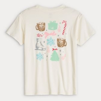Girls 7-20 SO® Short Sleeve Oversized Holiday Graphic Tee in Regular & Plus Size