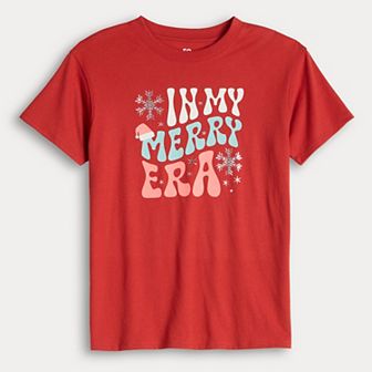 Girls 7-20 SO® Short Sleeve Oversized Holiday Graphic Tee in Regular & Plus Size